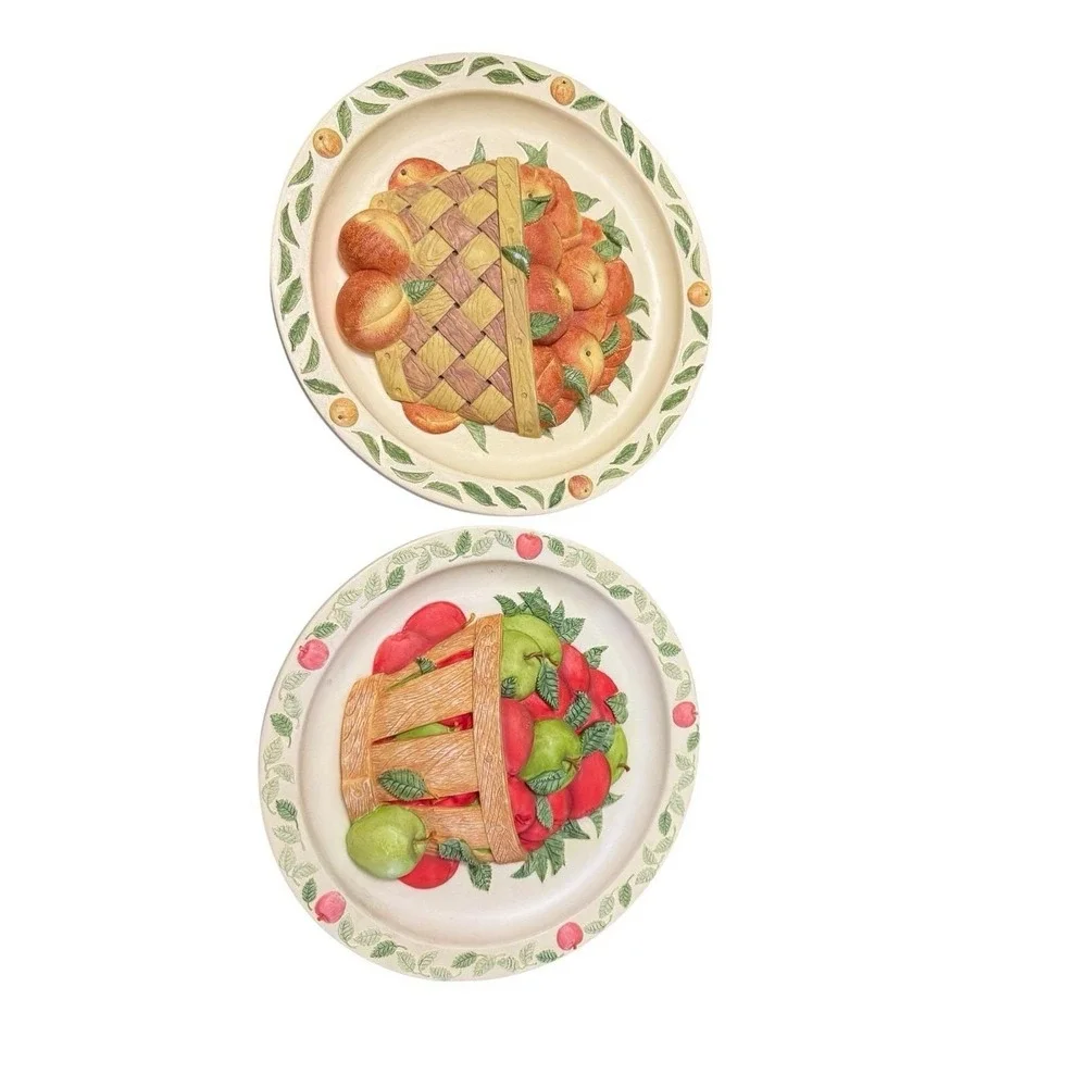 Rhodes Plate Bountiful Harvest Basket Full Of Apples & Peaches 3D Kathy O'Malley